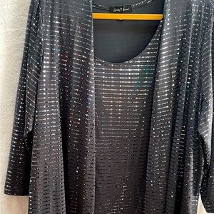 Slinky Brand 2pc Shine Knit Jacket & Tank